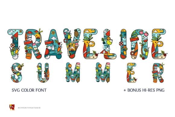 Traveline Summer: The Vintage Color Display Font for Seasonal Campaigns